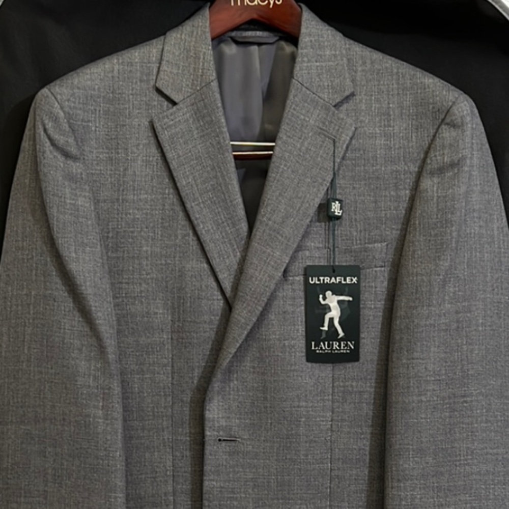 Ralph Lauren Classic Fit UltraFlex Sport Coat Jacket Blazer Grey 38R